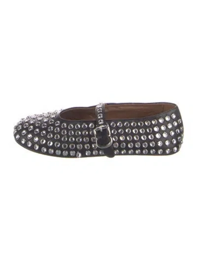 Pre-owned Alaïa Leather Patterned Mary Jane Flats In Black