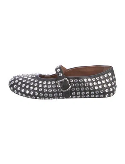 Pre-owned Alaïa Leather Patterned Mary Jane Flats In Black