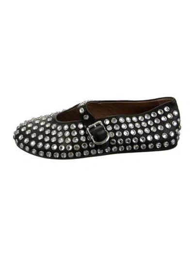 Pre-owned Alaïa Leather Patterned Mary Jane Flats In Black