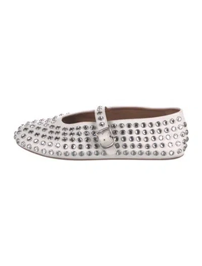 Pre-owned Alaïa Leather Patterned Mary Jane Flats In White