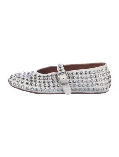 Pre-owned Alaïa Leather Patterned Mary Jane Flats In White