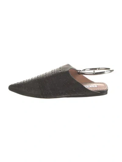 Pre-owned Alaïa Leather Patterned Mules In Black