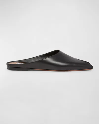 Alaïa Leather Peep-toe Ballerina Mules In Noir