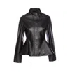 Alaïa Womens Noir Alaia Peplum Band-collar Leather Jacket In Black