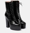 Alaïa Plateau Leather Platform Ankle Boots In Black