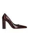 Alaïa Show Pointed Toe Lizard Embossed Pump In Burgundy
