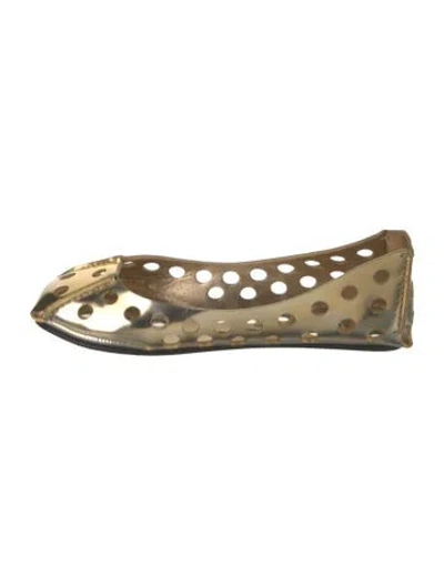 Pre-owned Alaïa Leather Polka Dot Print Ballet Flats In Gold