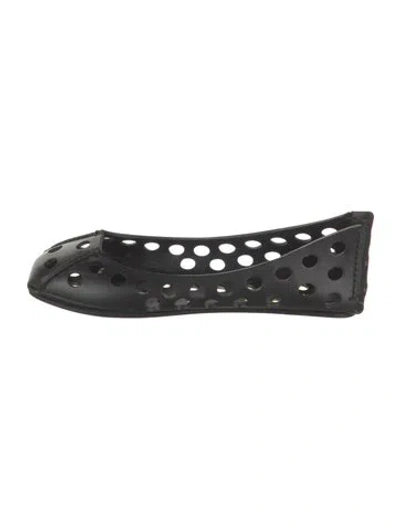 Pre-owned Alaïa Leather Polka Dot Print Flats In Black