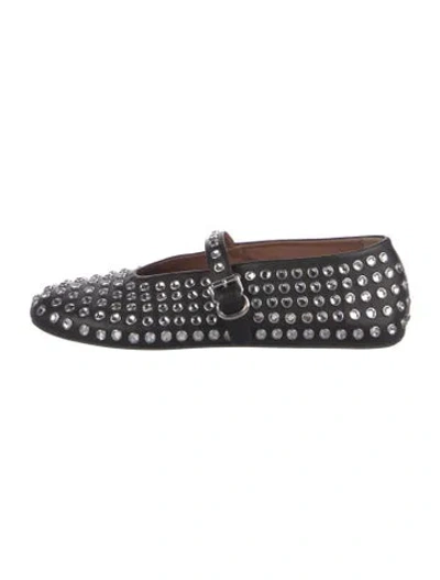 Pre-owned Alaïa Leather Polka Dot Print Mary Jane Flats In Black