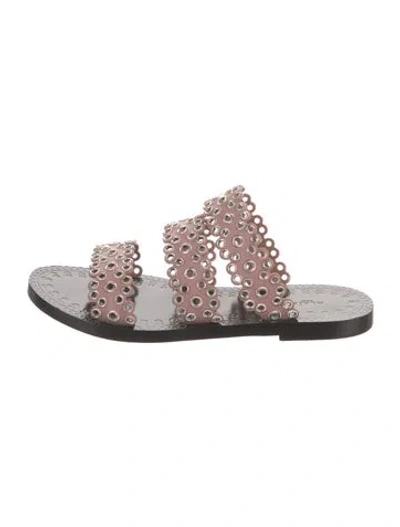 Pre-owned Alaïa Leather Polka Dot Print Slides In Pink