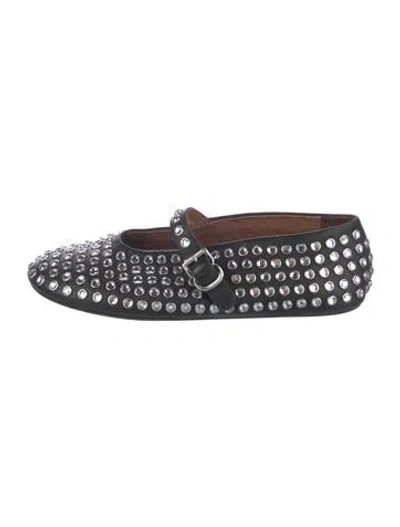 Pre-owned Alaïa Leather Printed Mary Jane Flats In Black