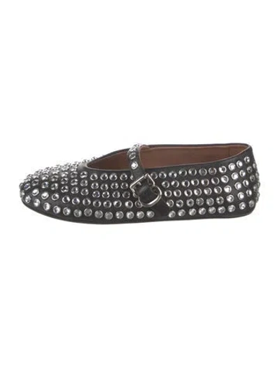 Pre-owned Alaïa Leather Printed Mary Jane Flats In Black