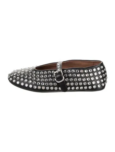 Pre-owned Alaïa Leather Printed Mary Jane Flats In Black