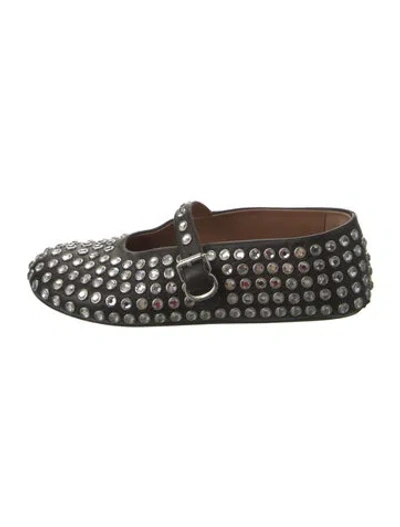 Pre-owned Alaïa Leather Printed Mary Jane Flats In Black