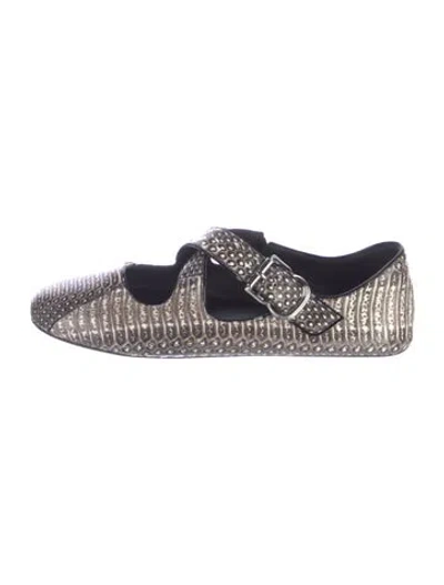 Pre-owned Alaïa Leather Printed Mary Jane Flats W/ Tags In Multi