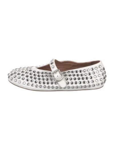 Pre-owned Alaïa Leather Printed Mary Jane Flats In White