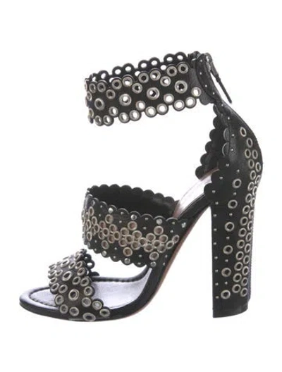 Pre-owned Alaïa Leather Printed Sandals In Black