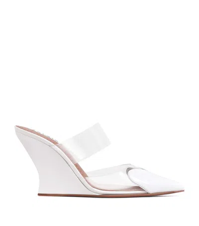 Alaïa Leather-pvc Le Coeur Wedge Mules 90 In White