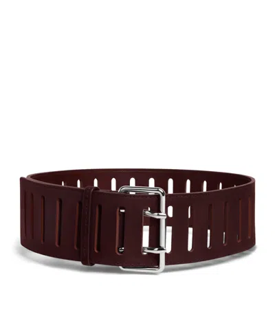 Alaïa Rectangular Large Belt In Nubuck In Burgundy