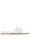 Alaïa Womens White Net Patent-leather Flat Mules Eur 37 / 4 Uk