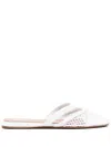 Alaïa Silver Mesh Mule Flats In White