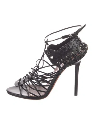 Pre-owned Alaïa Leather Sandals In Black