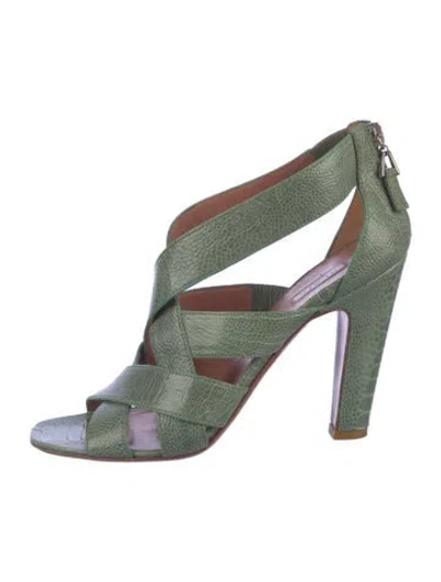 Pre-owned Alaïa Leather Sandals In Green