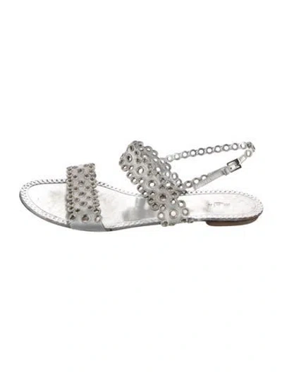 Pre-owned Alaïa Leather Sandals In Silver