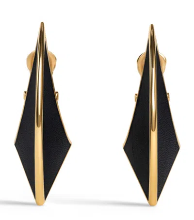 Alaïa Leather Sculptural Pendant Clip-on Earrings In Animal Print