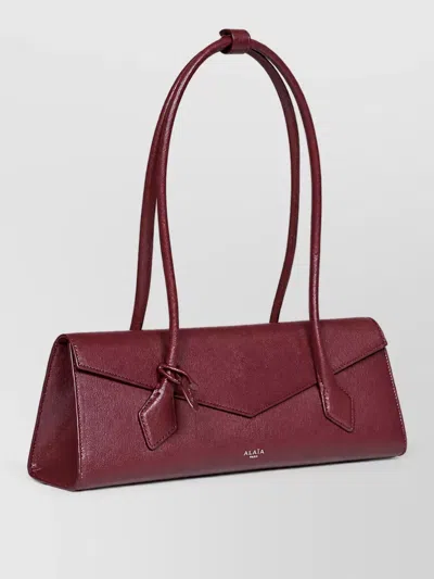 Alaïa Leather Shoulder Clutch Bag In Burgundy