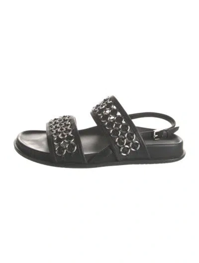 Pre-owned Alaïa Leather Slides In Black