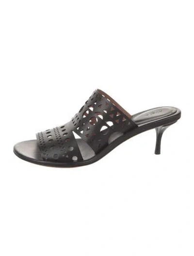 Pre-owned Alaïa Leather Slides In Black