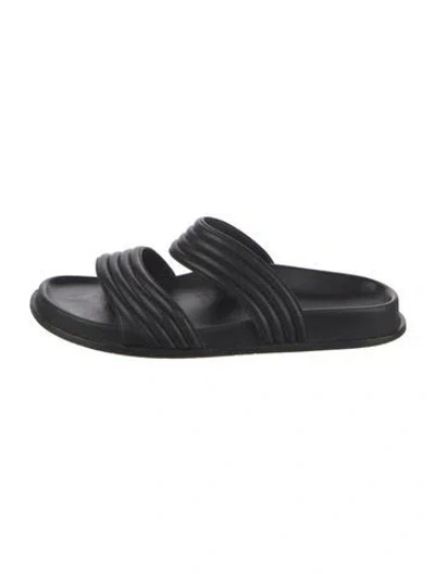 Pre-owned Alaïa Leather Slides In Black