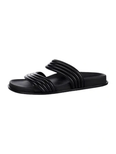 Pre-owned Alaïa Leather Slides In Black