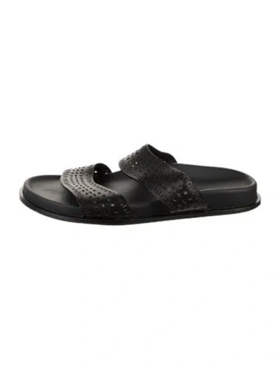 Pre-owned Alaïa Leather Slides In Black
