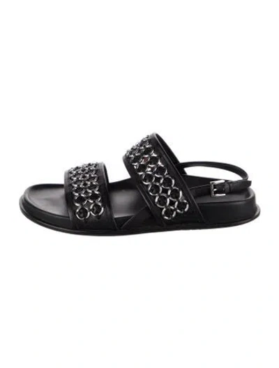 Pre-owned Alaïa Leather Slides In Black