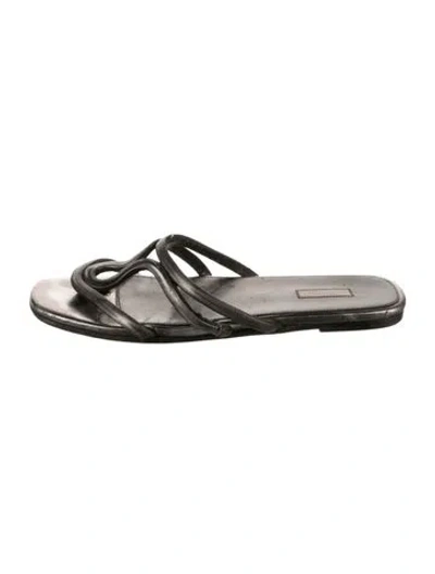 Pre-owned Alaïa Leather Slides In Silver