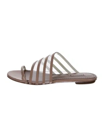 Pre-owned Alaïa Leather Slides In Silver