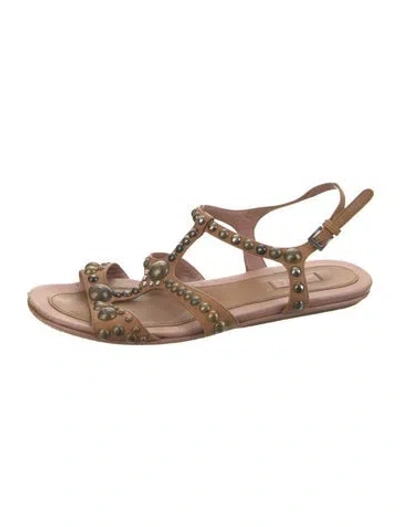 Pre-owned Alaïa Leather Slingback Flats In Brown