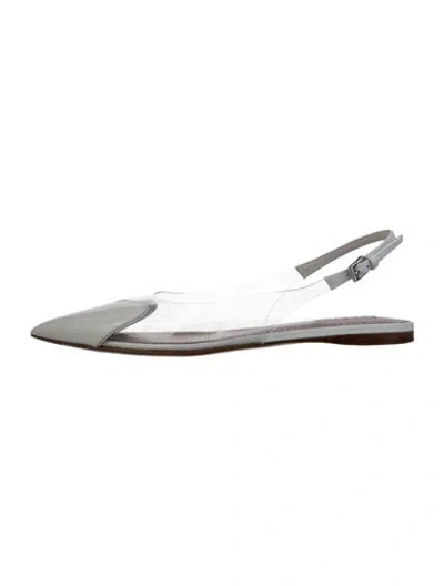 Pre-owned Alaïa Leather Slingback Flats In Silver