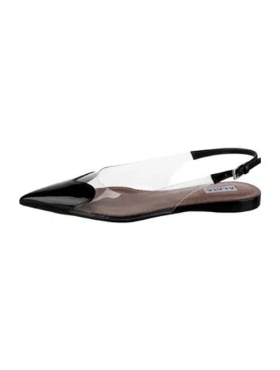 Pre-owned Alaïa Leather Slingback Flats In Silver