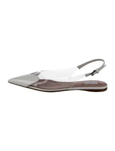 Pre-owned Alaïa Leather Slingback Flats In Silver