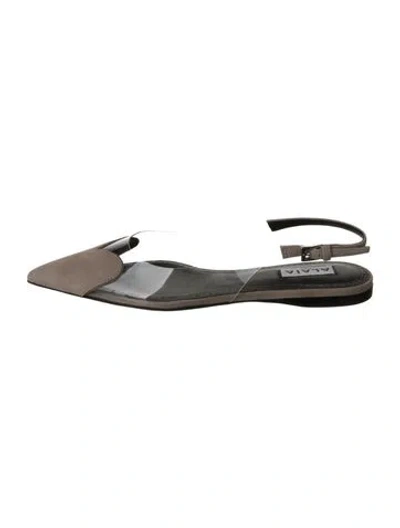 Pre-owned Alaïa Leather Slingback Flats W/ Tags In Silver