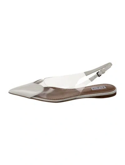 Pre-owned Alaïa Leather Slingback Flats In White