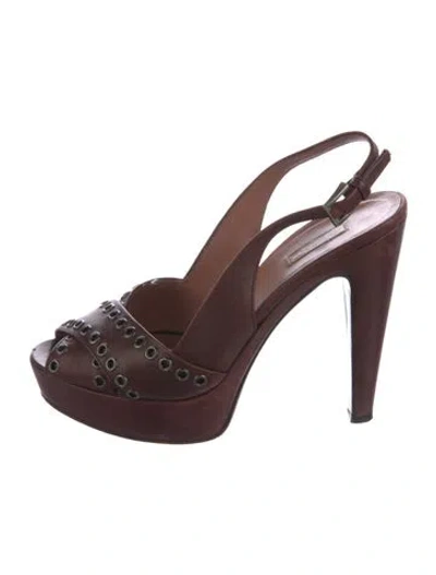 Pre-owned Alaïa Leather Slingback Pumps In Burgundy