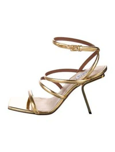 Pre-owned Alaïa Leather Slingback Sandals In Gold