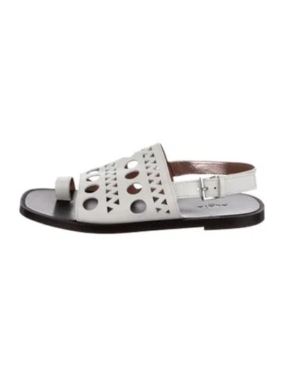 Pre-owned Alaïa Leather Slingback Sandals In White