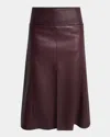 Alaïa Leather Slit Midi Skirt In Burgundy