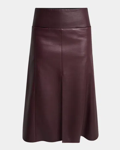 Alaïa Leather Slit Midi Skirt In Purple