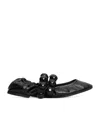 Alaïa Embellished Crinkled-leather Ballet Flats In Black